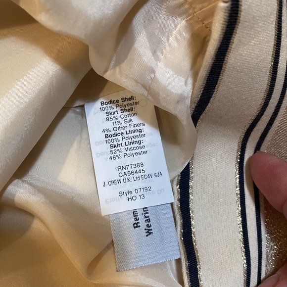 NWT! J. Crew Metallic Gold Stripe Fit Flare DRESS Sleeveless 00 NEW - Picture 12 of 12